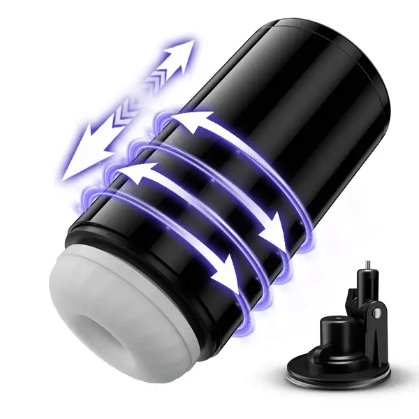 BlissRoom Lightspeed - 4 in 1 Masturbator Cup 7 Thrutings & 7 Rotatings Suction Cup Mount Magnetic Inner Liner