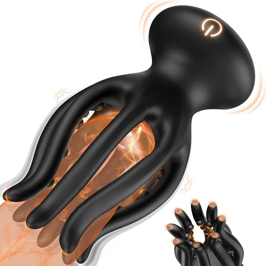 BlissRoom - Male Sex Toys for Men Tentacle Shaped Penis Vibrator - Male Masturbator Couples Sex Toy with 10 Vibrating 360° Wrapping for Glans Clit Nipple Stimulation, Handheld Adult Toys for Men Women