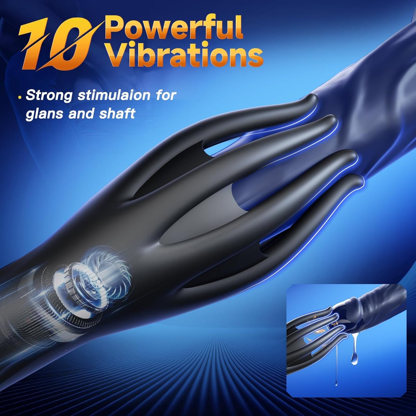 BlissRoom - Male Sex Toys for Men Penis Vibrator - Male Masturbator Adult Toys with 10 Powerful Vibrating Modes 360° Wrapping for Penis Clit Nipple Stimulation