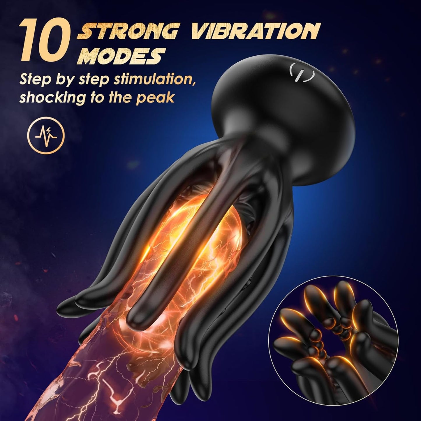 BlissRoom - Male Sex Toys for Men Tentacle Shaped Penis Vibrator - Male Masturbator Couples Sex Toy with 10 Vibrating 360° Wrapping for Glans Clit Nipple Stimulation, Handheld Adult Toys for Men Women