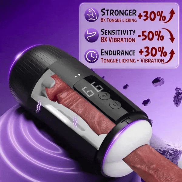 BlissRoom - 8 Slap Tongue-Lick Male Masturbation with 2 Motors Vibration Massage Stroker
