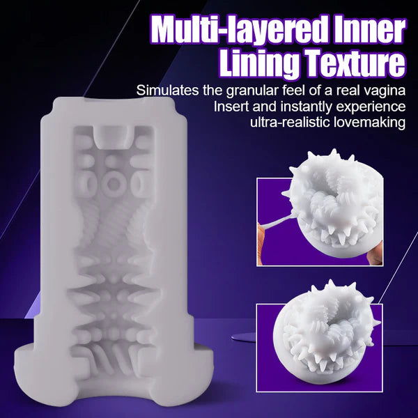 BlissRoom Lightspeed - 4 in 1 Masturbator Cup 7 Thrutings & 7 Rotatings Suction Cup Mount Magnetic Inner Liner