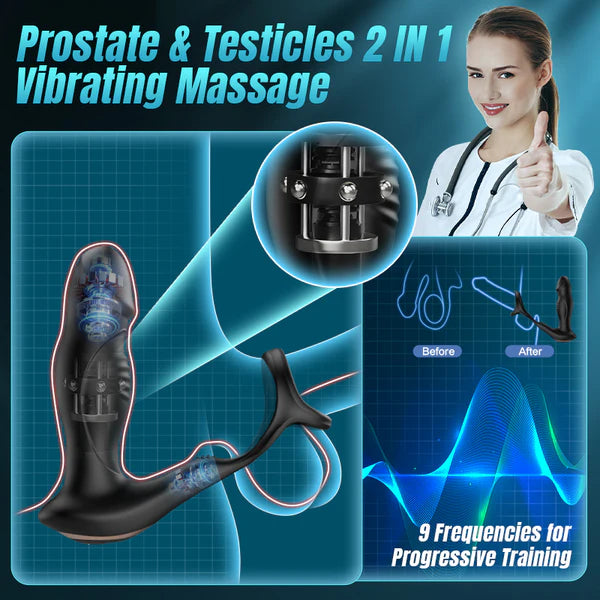 BlissRoom - 9 Wriggling Swaying Male Prostate Toy with Cock Ring