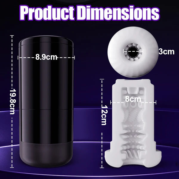 BlissRoom Lightspeed - 4 in 1 Masturbator Cup 7 Thrutings & 7 Rotatings Suction Cup Mount Magnetic Inner Liner