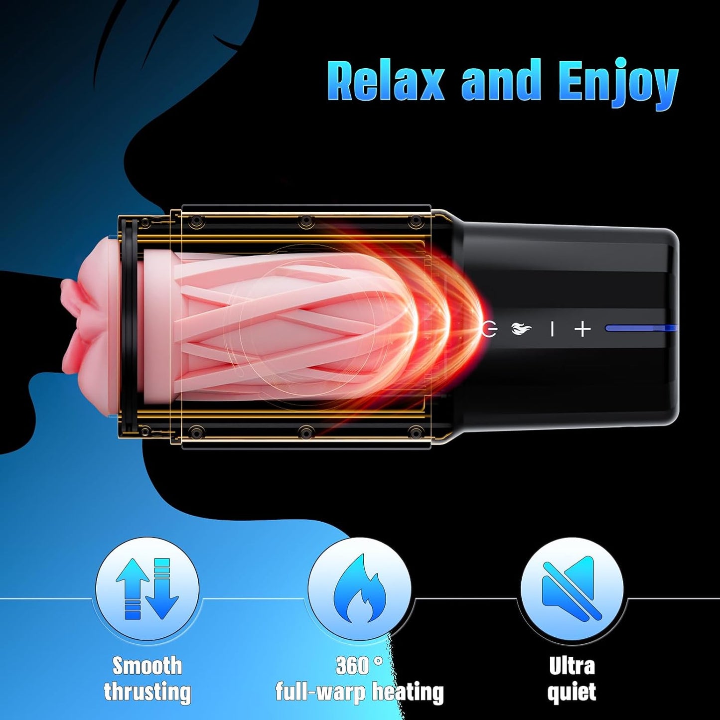 BlissRoom - Male Masturbator Sex Toys for Men - Thrusting Male Stroker with 360° Heating, 5-Speed Smooth Motion Blowjob Adult Men's Sex Toy, Silent Brushless Motor, Pocket Pussy Sleeve Erotic Massage Kits