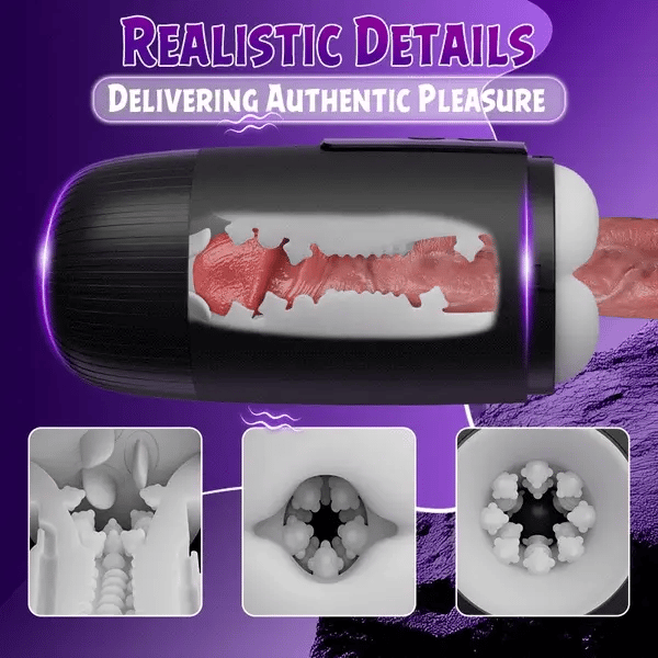 BlissRoom - 8 Slap Tongue-Lick Male Masturbation with 2 Motors Vibration Massage Stroker