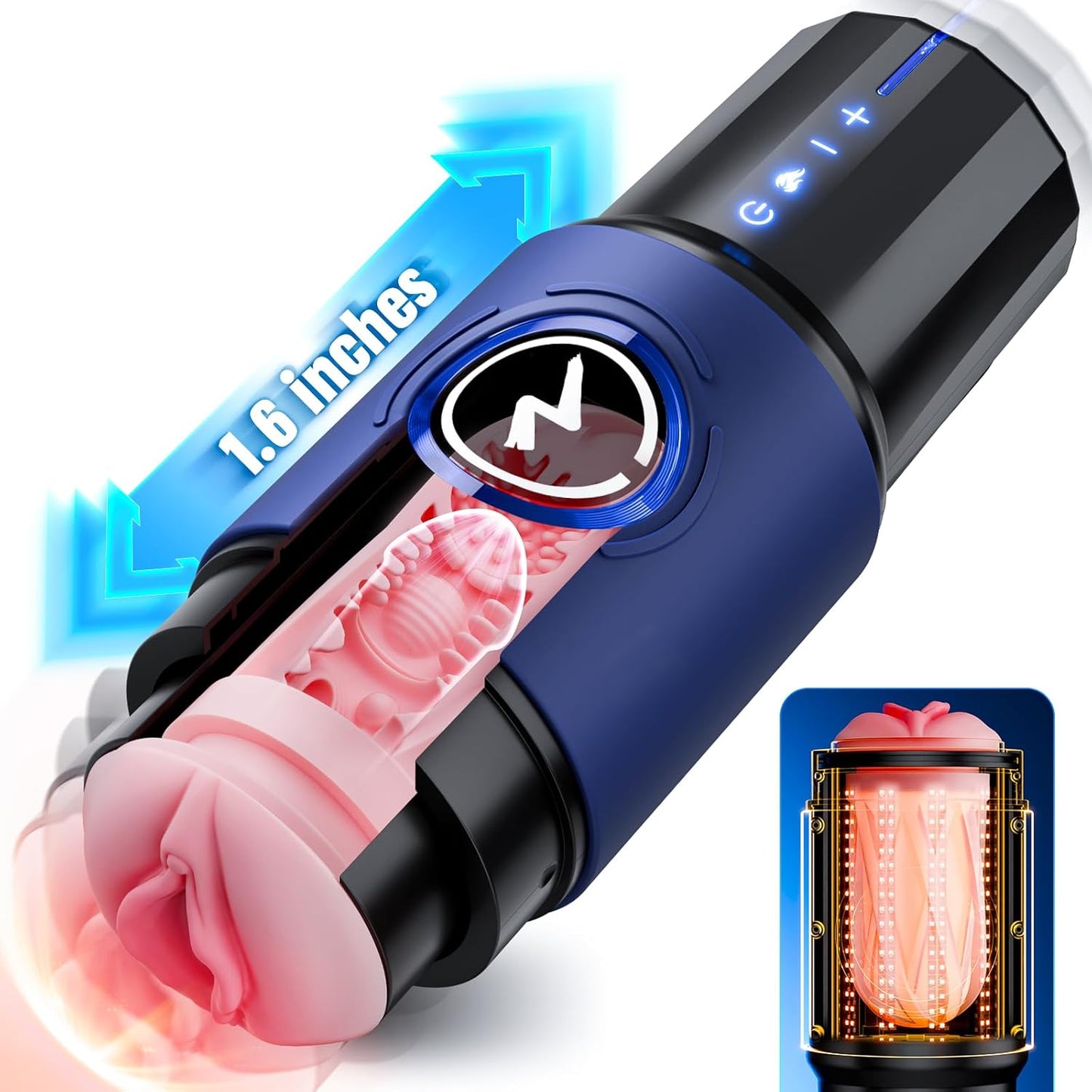 BlissRoom - Male Masturbator Sex Toys for Men - Thrusting Male Stroker with 360° Heating, 5-Speed Smooth Motion Blowjob Adult Men's Sex Toy, Silent Brushless Motor, Pocket Pussy Sleeve Erotic Massage Kits