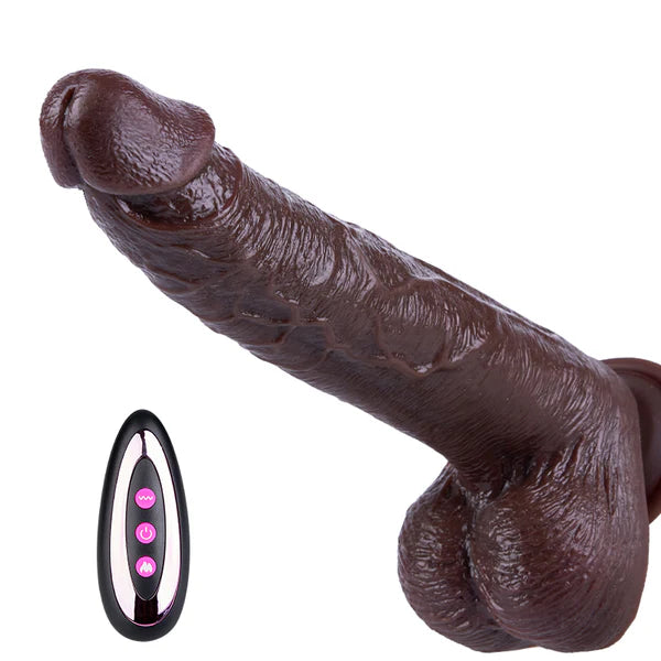 BlissRoom - Thrusting Thick Long Lifelike Heating Big Black Dildo 10.83 Inch