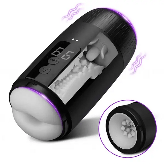 BlissRoom - 8 Slap Tongue-Lick Male Masturbation with 2 Motors Vibration Massage Stroker