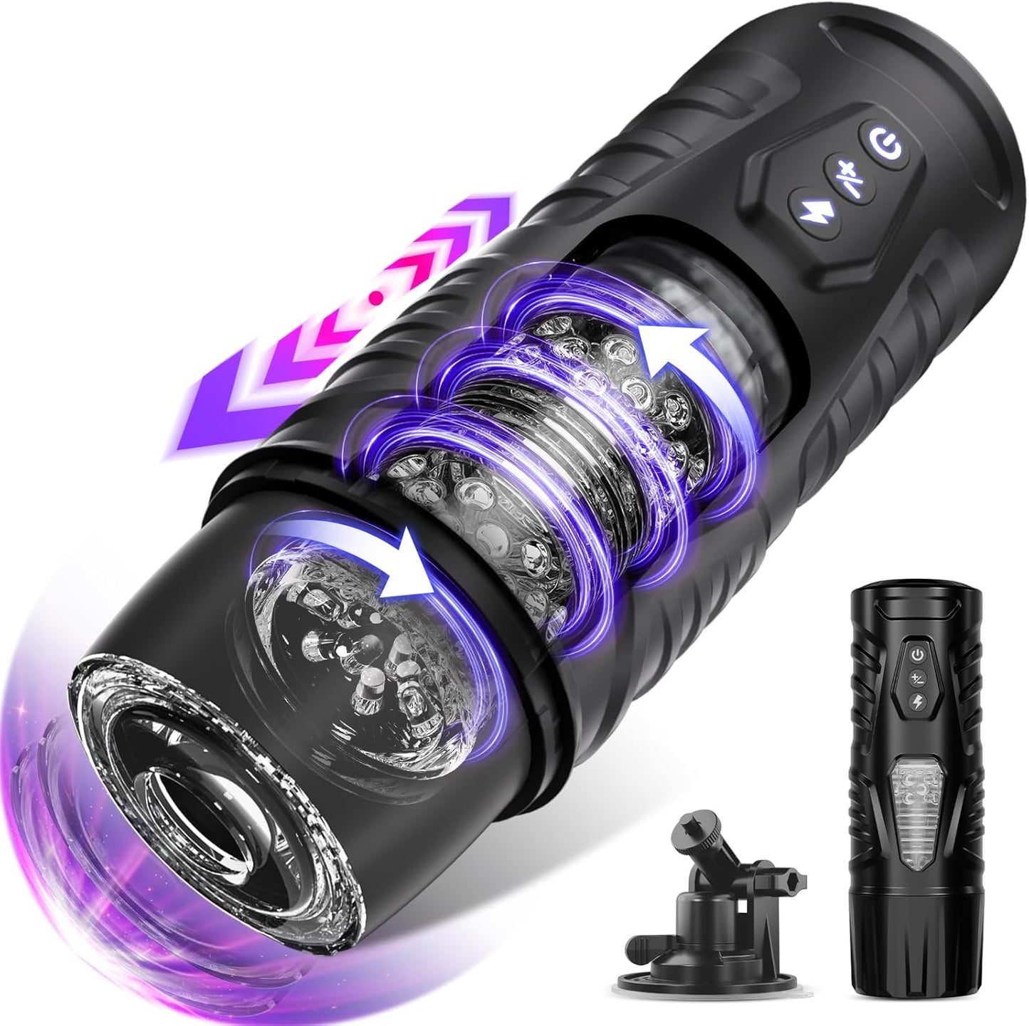 BlissRoom - Automatic Male Masturbator Sex Toys for Men - Adult Toy Male Sex Toys with 7 Thrusting & 7 Rotating Modes,Hands Free Pocket Pussy Sex Machine with Visual Window & Mounting Base, Electric Thrusting Cup