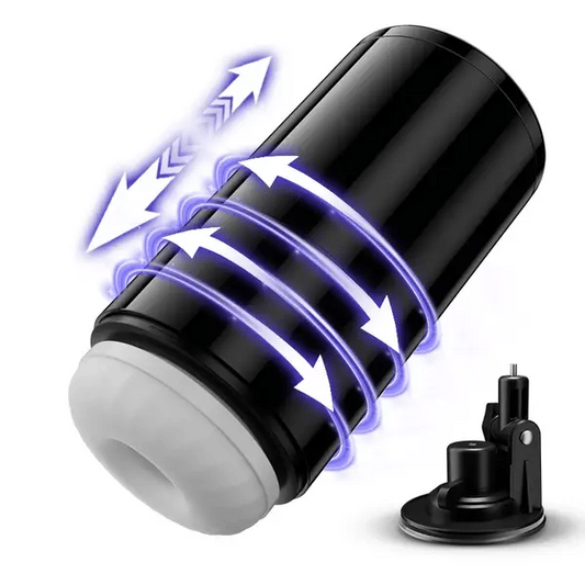 BlissRoom Lightspeed - 4 in 1 Masturbator Cup 7 Thrutings & 7 Rotatings Suction Cup Mount Magnetic Inner Liner