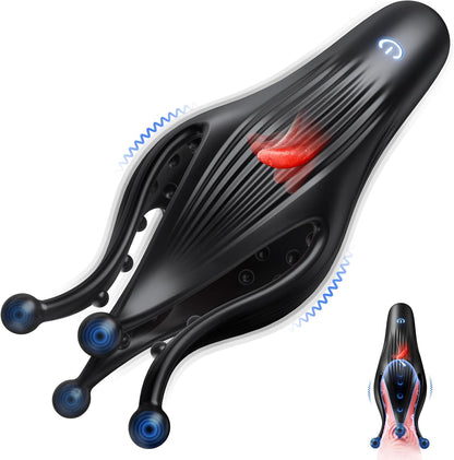 BlissRoom - Male Sex Toy Penis Vibrator - Male Masturbator Sex Toys for Men Stroker with 10 Licking & Vibrating for Glans Nipple 360° Wrapped Stimulation, Tentacle Vibrator Adult Toy Erotic Massage Kits
