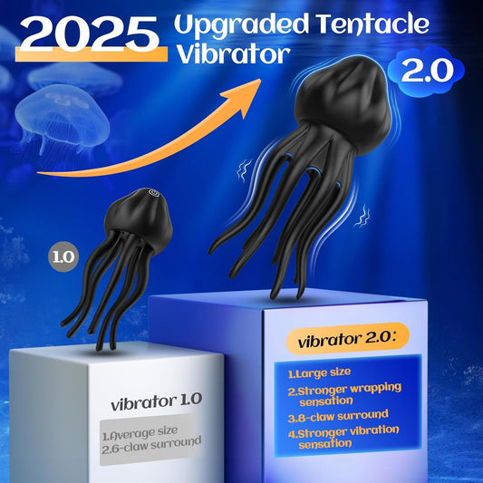 Male Vibrators 8-Tentacle Penis Vibrator - Upgraded Larger Male Masturbator Stroker 360 ° Full Wrapping with 10 Vibrating Modes for Penis Clit Nipple Stimulation, Adult Sex Toy for Men Women