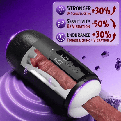 BlissRoom - 8 Slap Tongue-Lick Male Masturbation with 2 Motors Vibration Massage Stroker