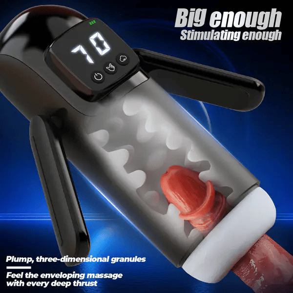 BlissRoom - 7 Suctions 7 Vibrations Dual Handles Large Granule Channel Texture Male Masturbator