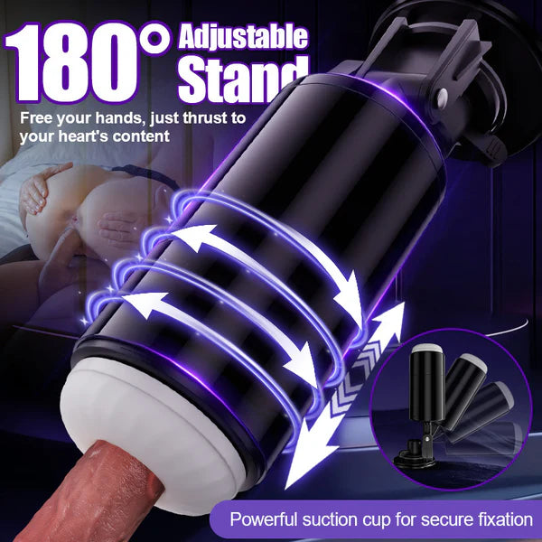 BlissRoom Lightspeed - 4 in 1 Masturbator Cup 7 Thrutings & 7 Rotatings Suction Cup Mount Magnetic Inner Liner