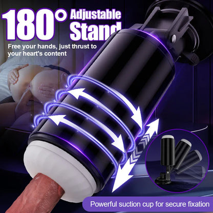 BlissRoom Lightspeed - 4 in 1 Masturbator Cup 7 Thrutings & 7 Rotatings Suction Cup Mount Magnetic Inner Liner