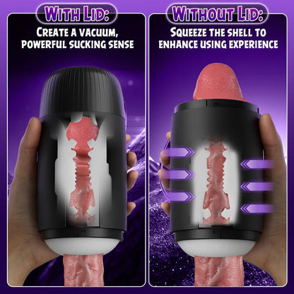 BlissRoom - 8 Slap Tongue-Lick Male Masturbation with 2 Motors Vibration Massage Stroker