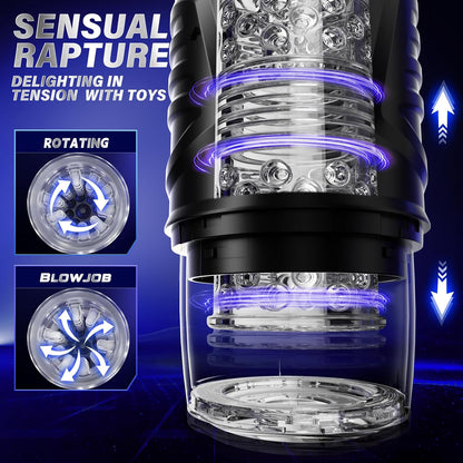 BlissRoom - Automatic Male Masturbator Sex Toys for Men - Adult Toy Male Sex Toys with 7 Thrusting & 7 Rotating Modes,Hands Free Pocket Pussy Sex Machine with Visual Window & Mounting Base, Electric Thrusting Cup