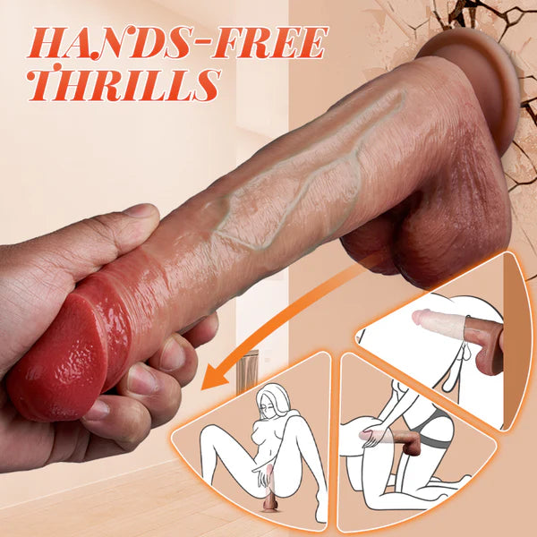 BlissRoom - Thrusting Thick Long Lifelike Heating Big Black Dildo 10.83 Inch