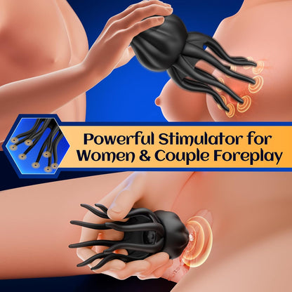 Male Vibrators 8-Tentacle Penis Vibrator - Upgraded Larger Male Masturbator Stroker 360 ° Full Wrapping with 10 Vibrating Modes for Penis Clit Nipple Stimulation, Adult Sex Toy for Men Women