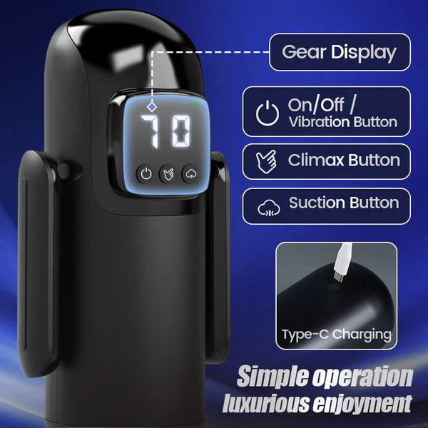 BlissRoom - 7 Suctions 7 Vibrations Dual Handles Large Granule Channel Texture Male Masturbator