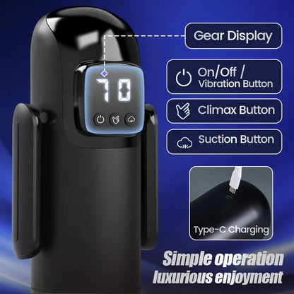 BlissRoom - 7 Suctions 7 Vibrations Dual Handles Large Granule Channel Texture Male Masturbator