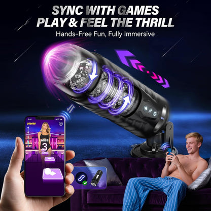 BlissRoom - Automatic Male Masturbator Sex Toys for Men - Adult Toy Male Sex Toys with 7 Thrusting & 7 Rotating Modes,Hands Free Pocket Pussy Sex Machine with Visual Window & Mounting Base, Electric Thrusting Cup