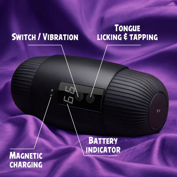 BlissRoom - 8 Slap Tongue-Lick Male Masturbation with 2 Motors Vibration Massage Stroker