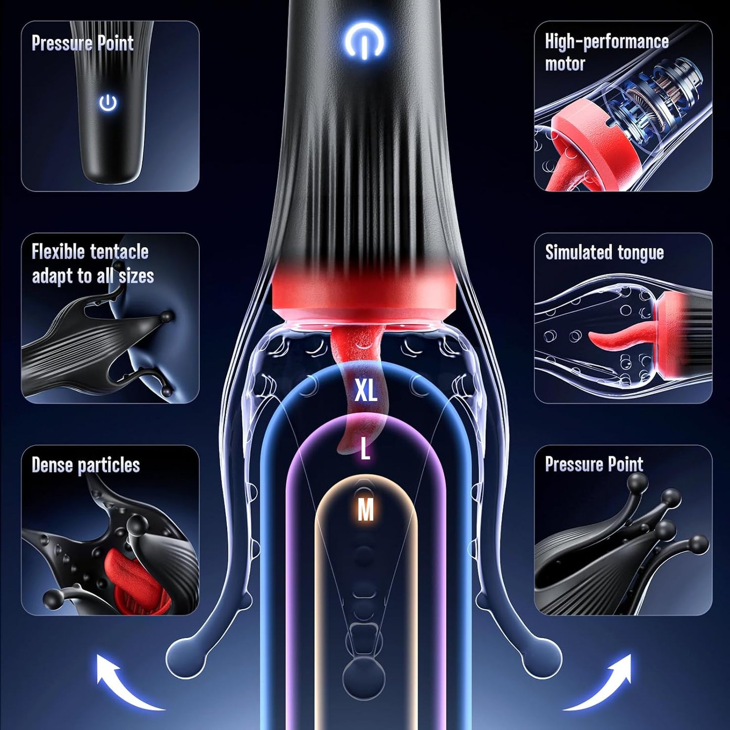 BlissRoom - Male Sex Toy Penis Vibrator - Male Masturbator Sex Toys for Men Stroker with 10 Licking & Vibrating for Glans Nipple 360° Wrapped Stimulation, Tentacle Vibrator Adult Toy Erotic Massage Kits