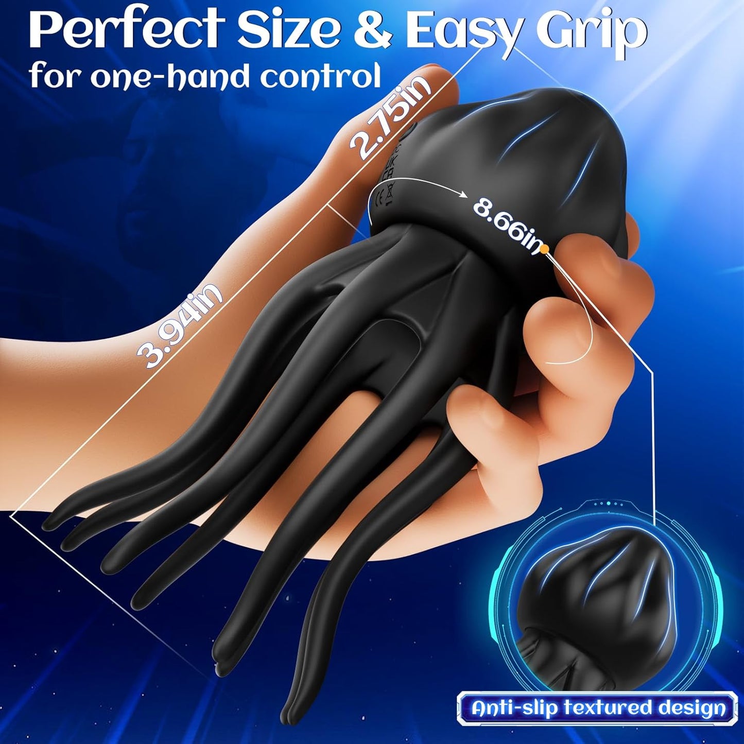 Male Vibrators 8-Tentacle Penis Vibrator - Upgraded Larger Male Masturbator Stroker 360 ° Full Wrapping with 10 Vibrating Modes for Penis Clit Nipple Stimulation, Adult Sex Toy for Men Women