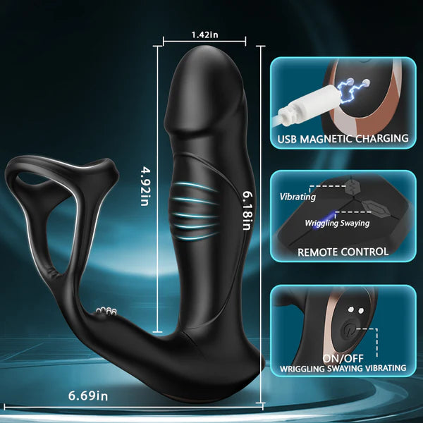 BlissRoom - 9 Wriggling Swaying Male Prostate Toy with Cock Ring
