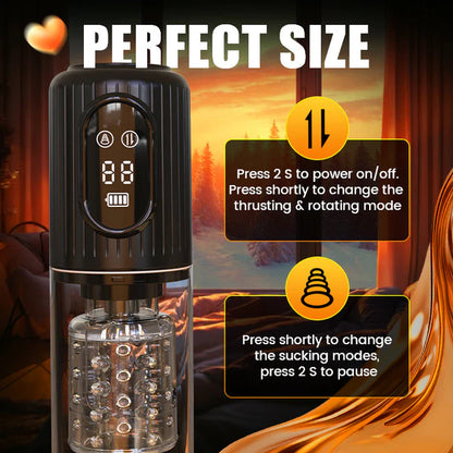 BlissRoom - 4 Suction 5 Thrusting Rotating 3 in 1 Oral Sex Stroker