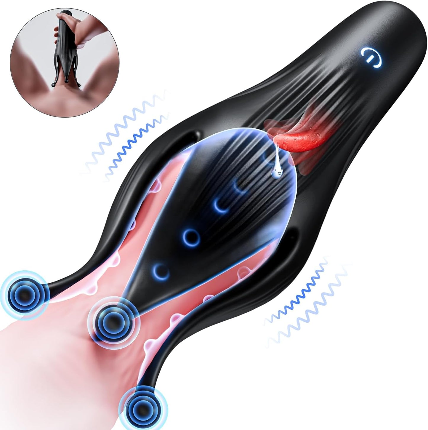 BlissRoom - Male Sex Toy Penis Vibrator - Male Masturbator Sex Toys for Men Stroker with 10 Licking & Vibrating for Glans Nipple 360° Wrapped Stimulation, Tentacle Vibrator Adult Toy Erotic Massage Kits