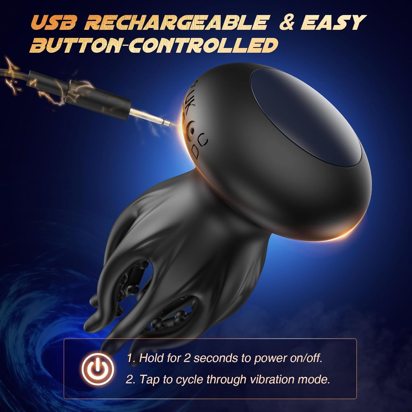 BlissRoom - Male Sex Toys for Men Tentacle Shaped Penis Vibrator - Male Masturbator Couples Sex Toy with 10 Vibrating 360° Wrapping for Glans Clit Nipple Stimulation, Handheld Adult Toys for Men Women